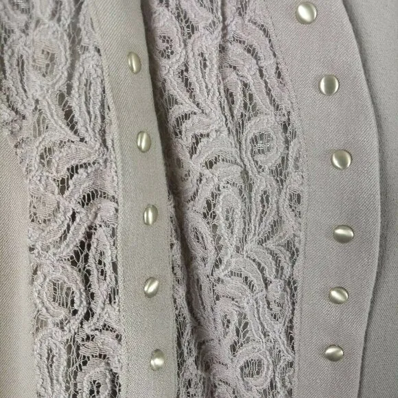 Catherines Black Label 2pc Suit Skirt Blazer Size 0x 14/16W Tan Stud Lace Accent