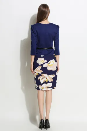 Celino Ladies Official Three Quarter Sleeve Floral Yellow Mini Dress