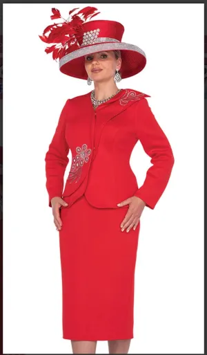 Champagne Italy 5925 2PC Long Sleeve Red Jacket With Embellishments