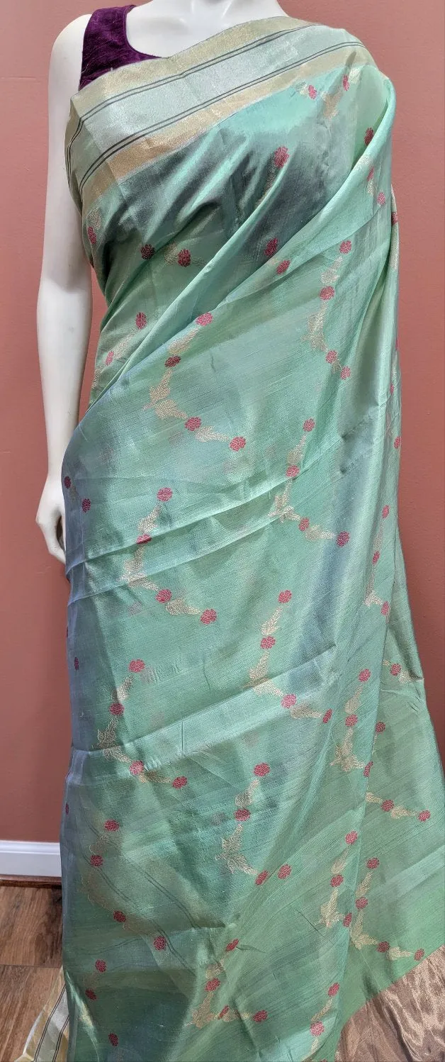 Chanderi Pattu saree W/ Custom Blouse.