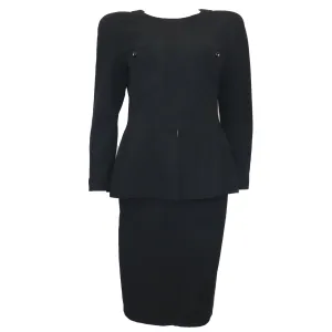 Chanel Black 2PC Top w/ 2 Breasted Pockets & Skirt Circa 1990