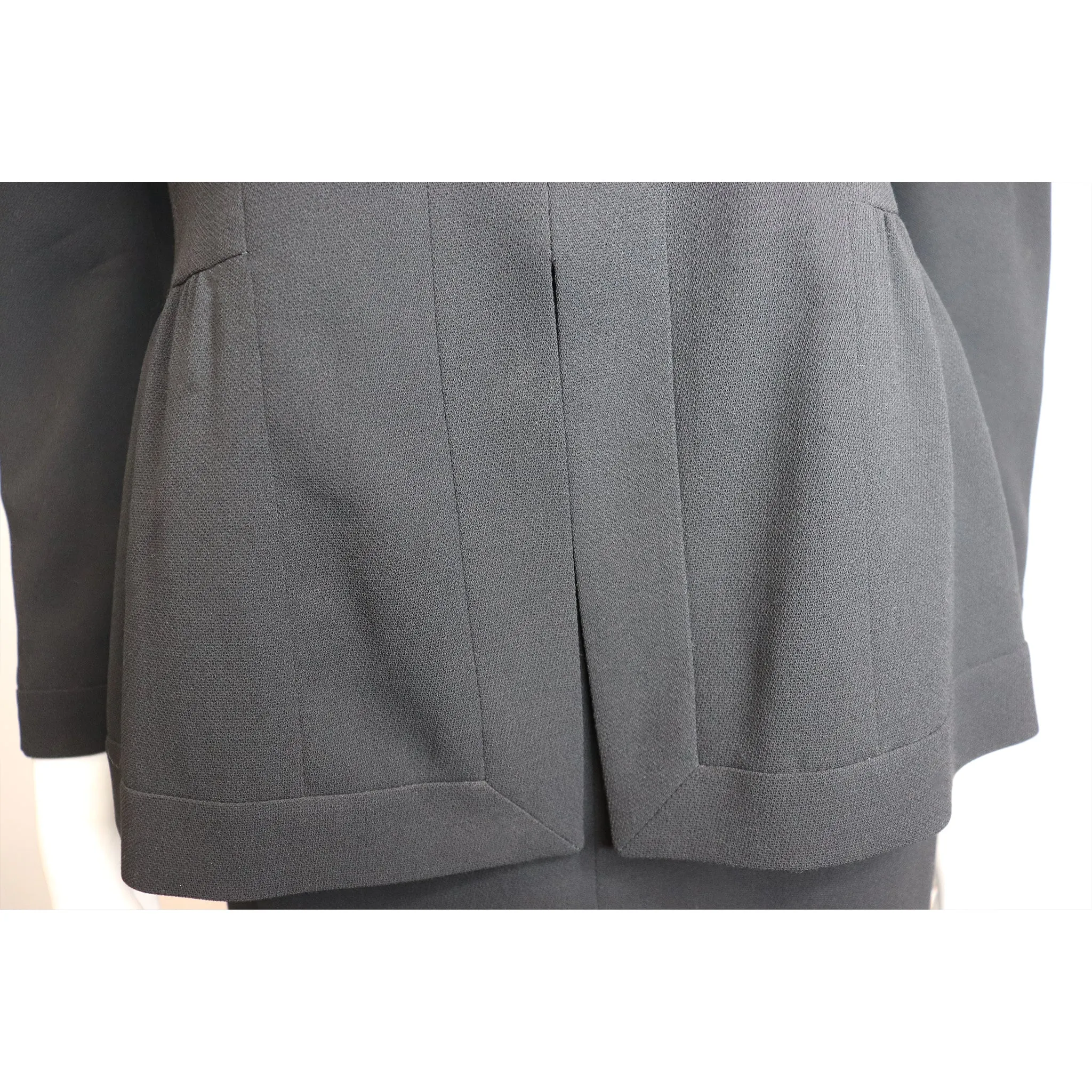 Chanel Black 2PC Top w/ 2 Breasted Pockets & Skirt Circa 1990