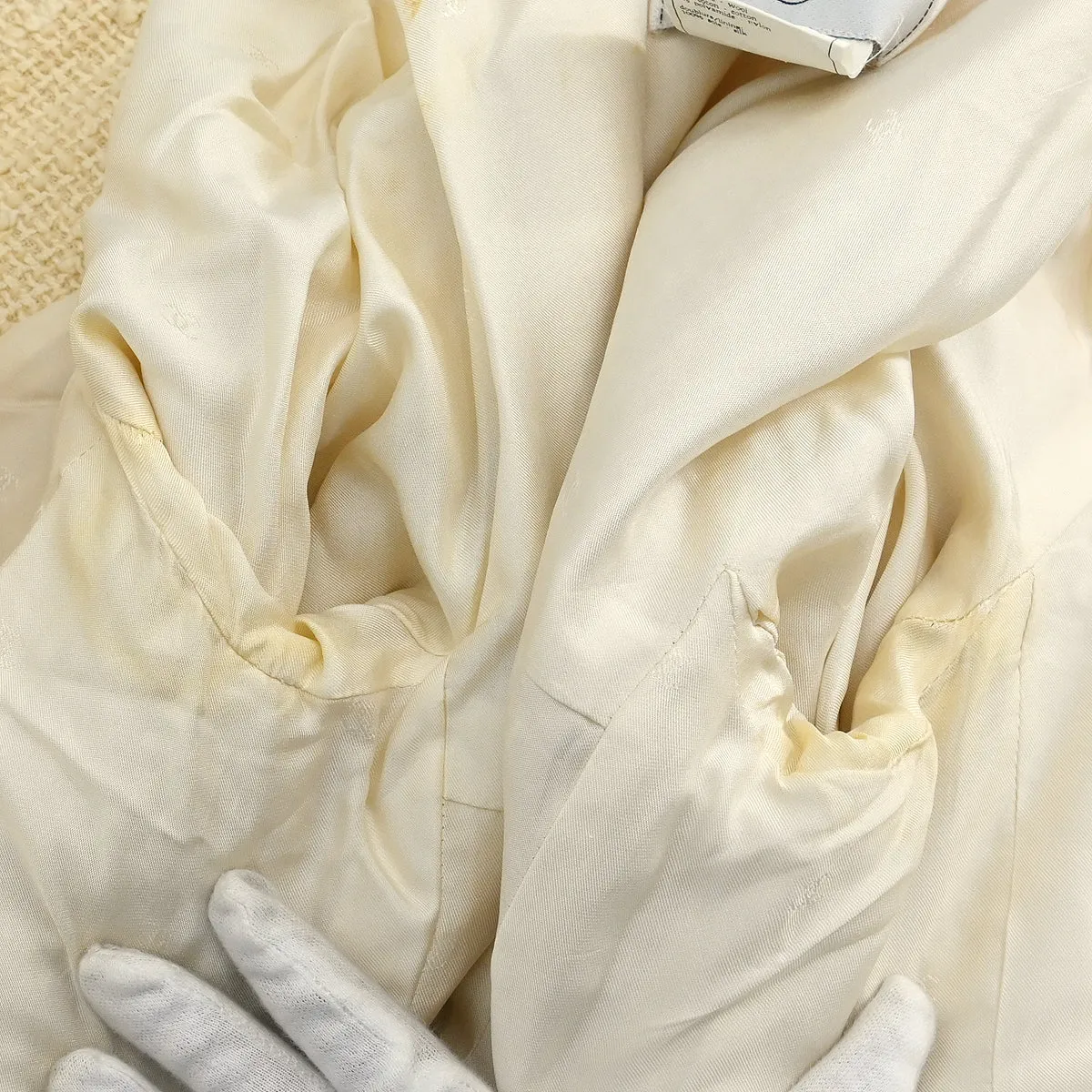 Chanel Setup Suit Collarless Jacket Skirt Off-white 96C #38 153161