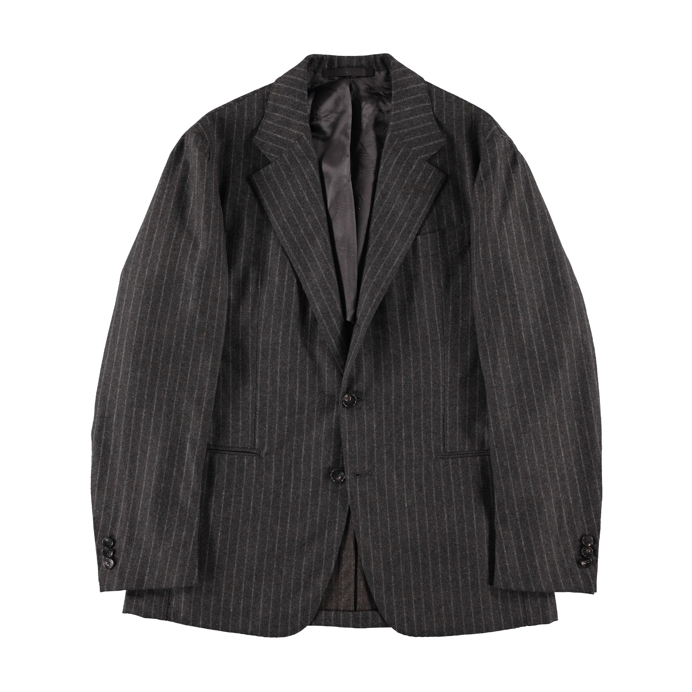 Charcoal Brown Chalk Stripe Flannel Single Breasted Waverly Suit