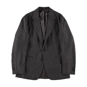 Charcoal Brown Chalk Stripe Flannel Single Breasted Waverly Suit