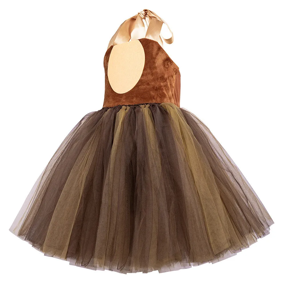 Childrenswear Girls Brown Bear Tutu Skirt Mesh Skirt Cosplay Costume Outfits Halloween Carnival Suit