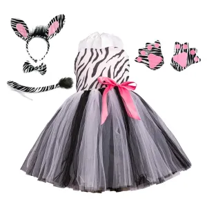 Childrenswear Girls Zebra Cosplay Tutu Skirt Mesh Skirt Cosplay Costume Outfits Halloween Carnival Suit
