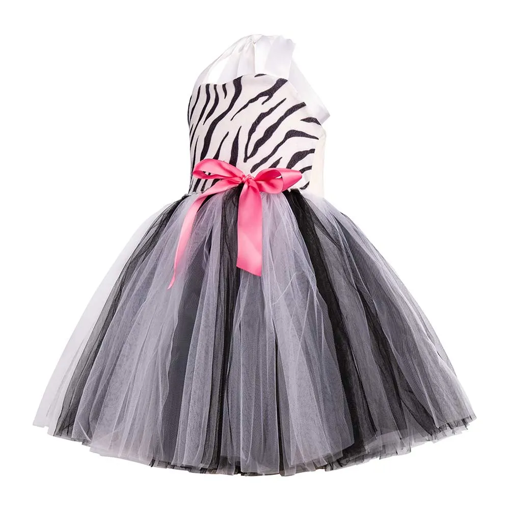 Childrenswear Girls Zebra Cosplay Tutu Skirt Mesh Skirt Cosplay Costume Outfits Halloween Carnival Suit
