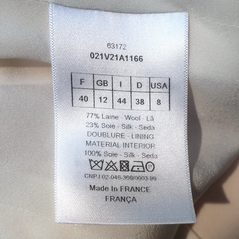 Christian Dior Bar Jacket Ivory Wool-Silk Size US 8 Single Breasted Blazer