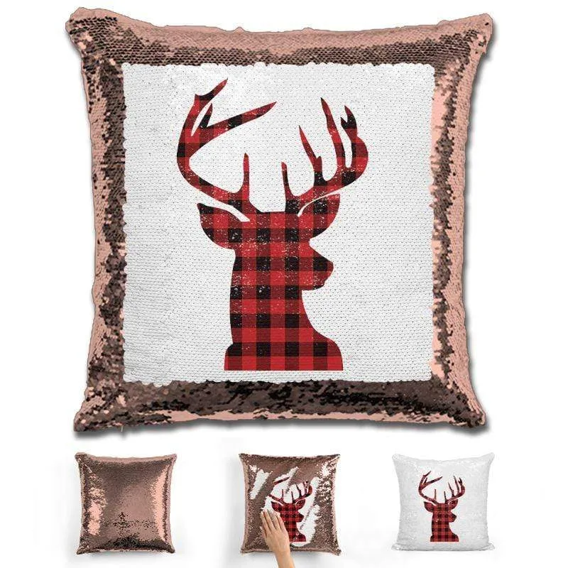 Christmas Reindeer Magic Sequin Pillow