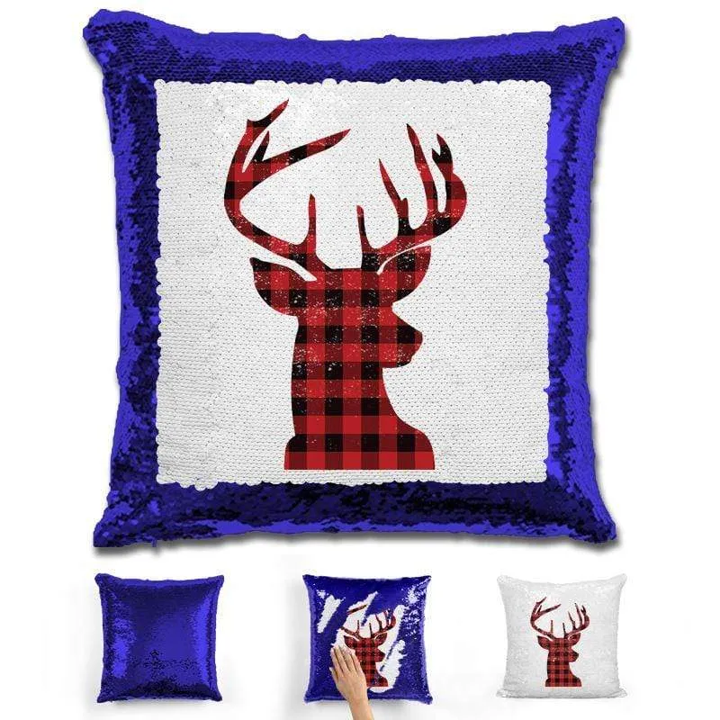 Christmas Reindeer Magic Sequin Pillow