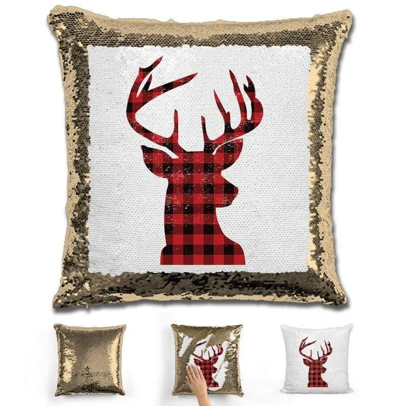 Christmas Reindeer Magic Sequin Pillow