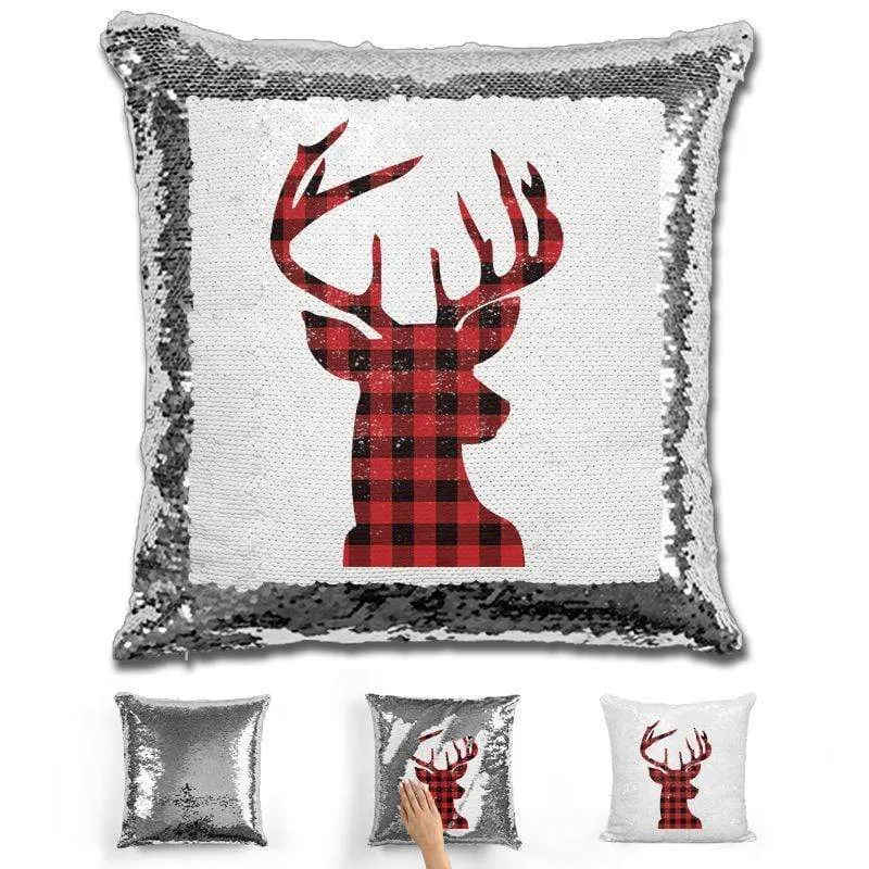 Christmas Reindeer Magic Sequin Pillow