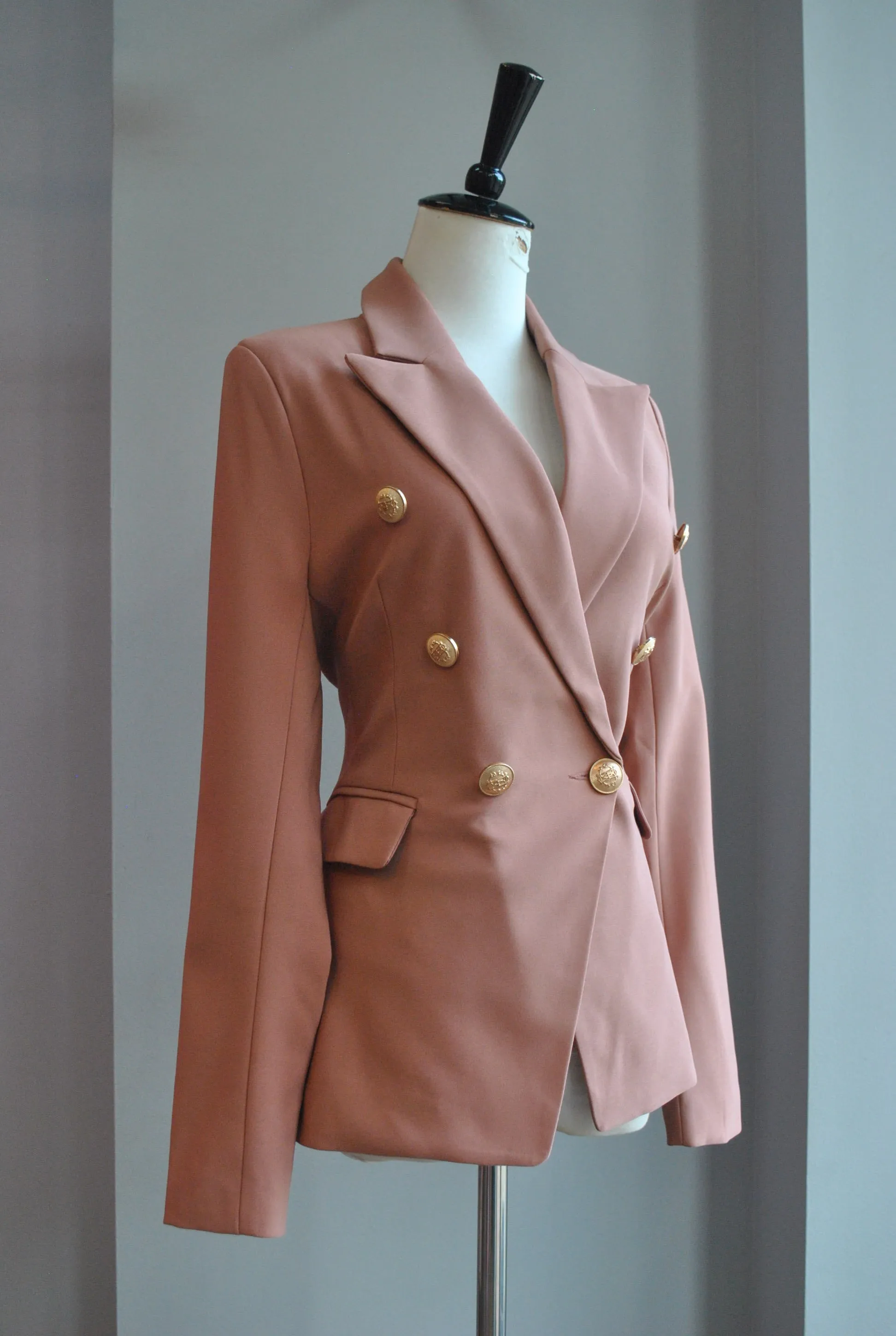 COFFEE COLOR DOUBLE BREASTED BLAZER