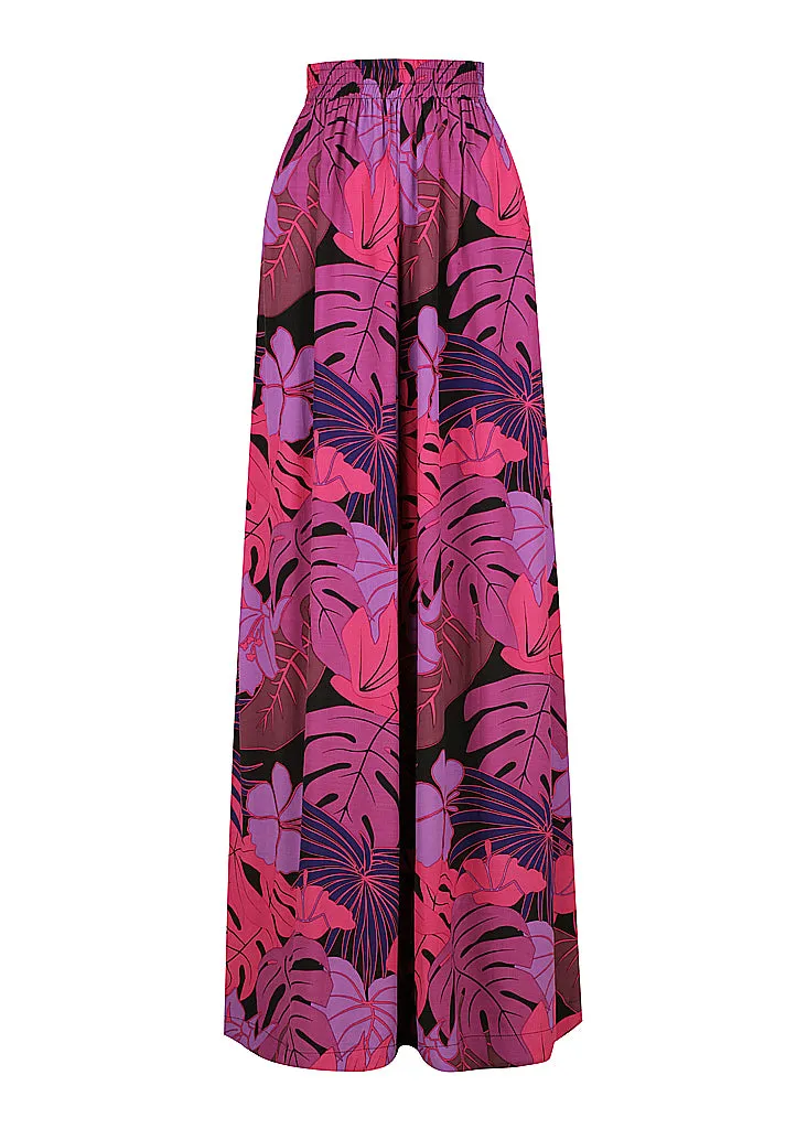 Cold Shoulder Shirred Top | Elasticised Wide Leg Pant