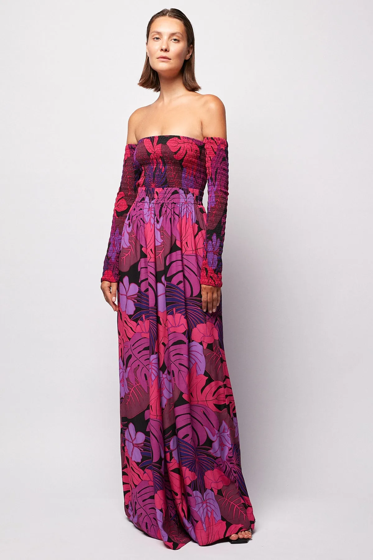 Cold Shoulder Shirred Top | Elasticised Wide Leg Pant