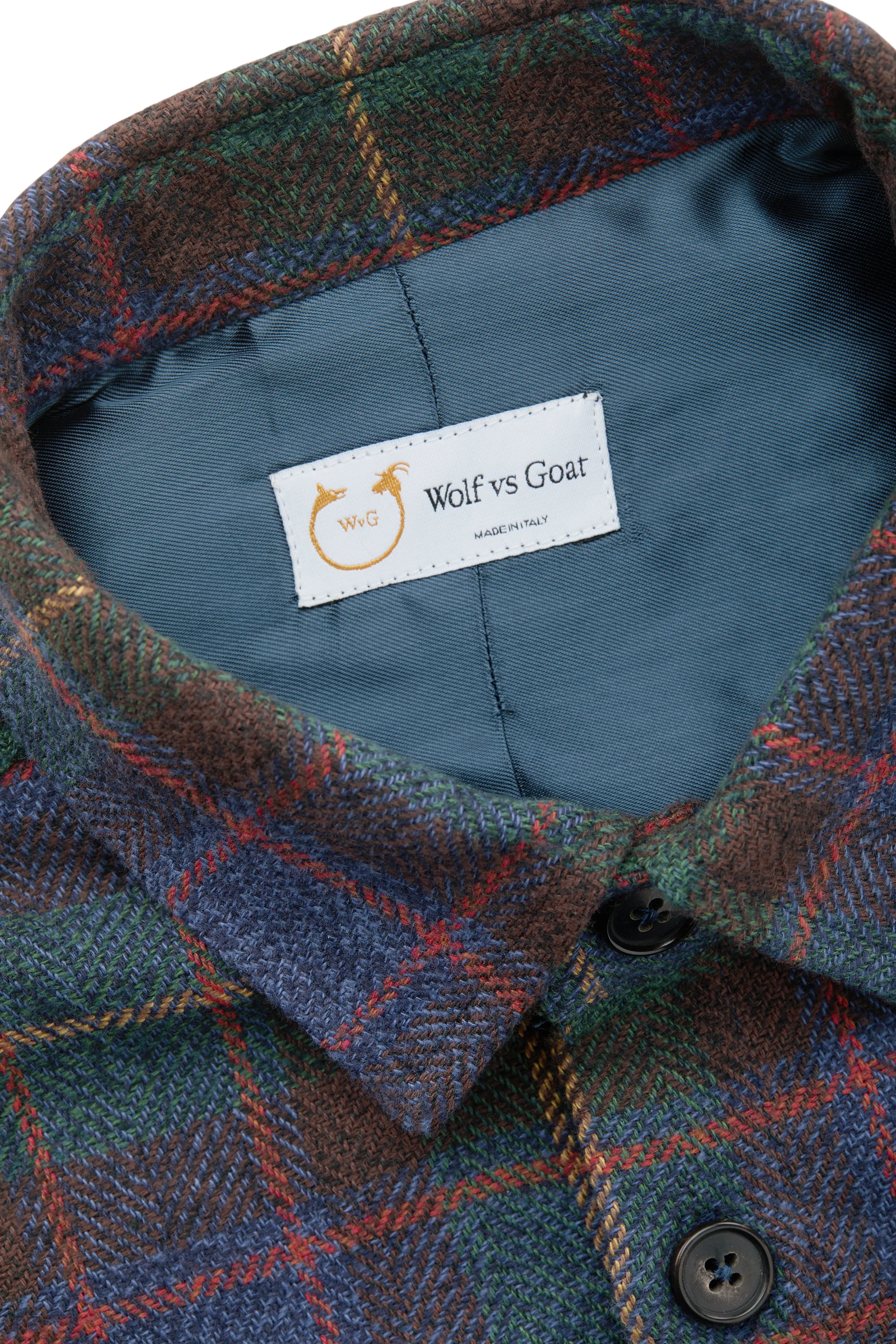 Cotton Shirt Jacket Green and Blue Plaid