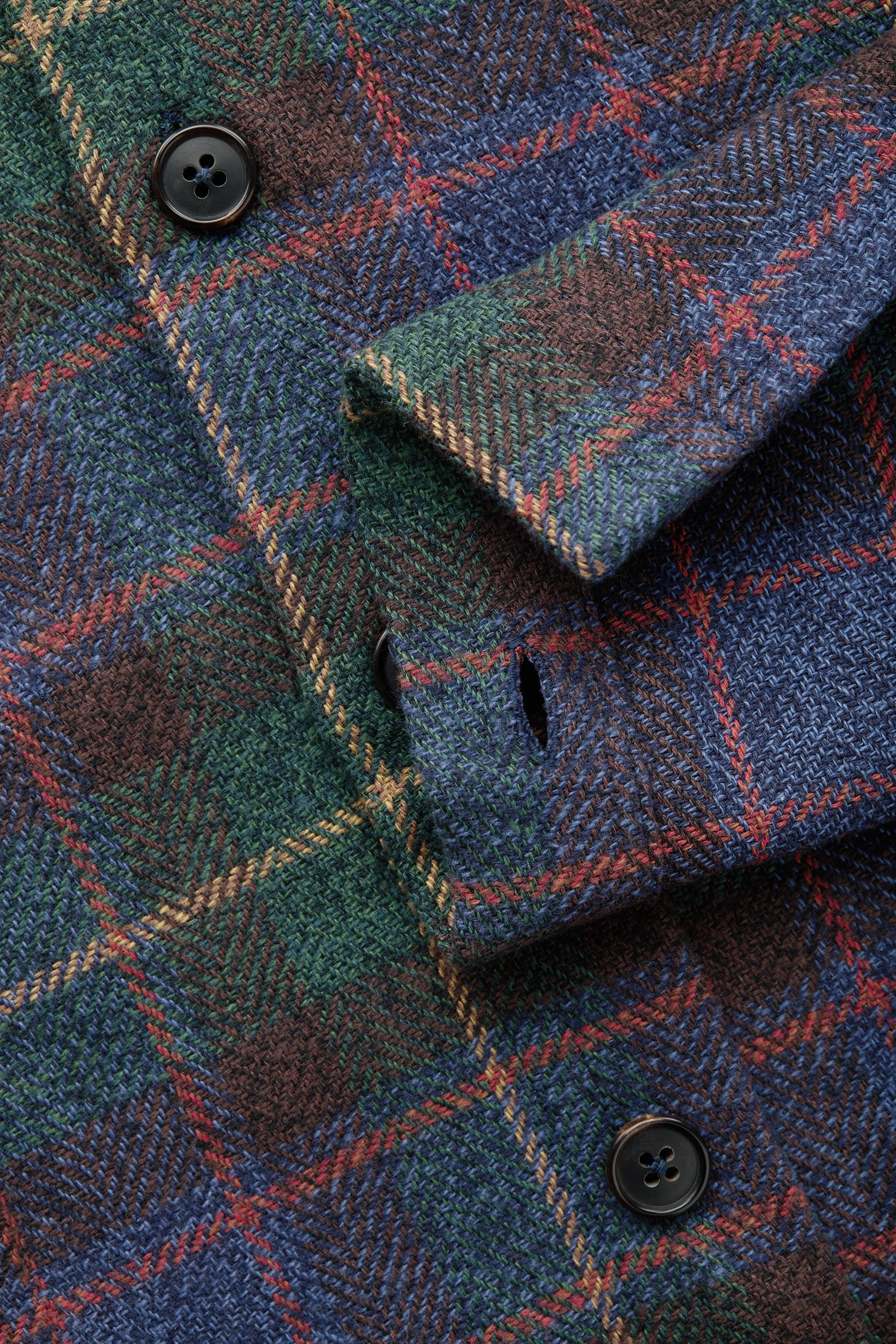 Cotton Shirt Jacket Green and Blue Plaid