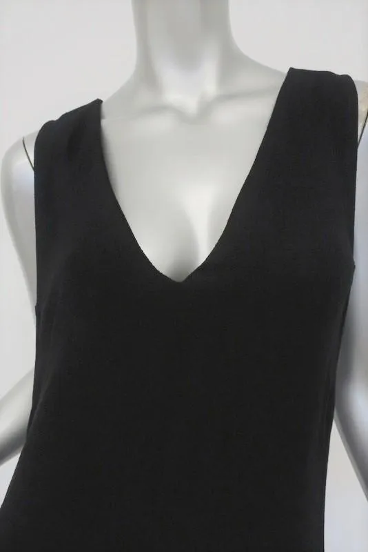Crippen Maxi Dress Black Crepe Size Small Sleeveless V-Neck