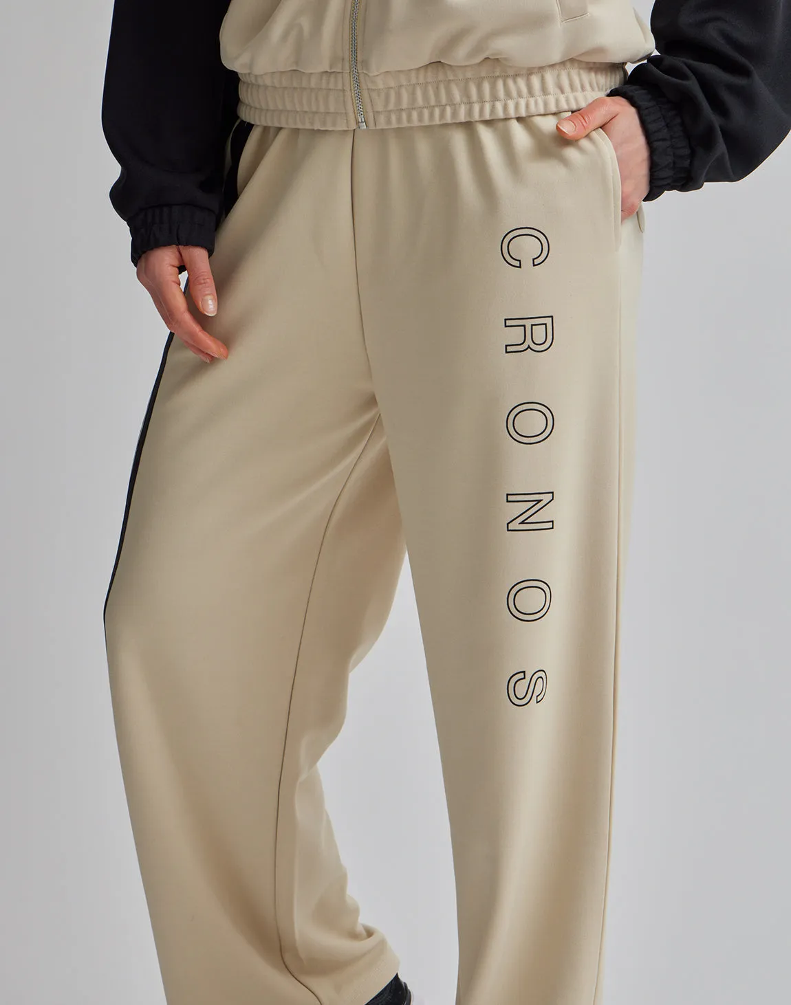 CRONOS WOMEN JERSEY WIDE PANTS【BLACK】