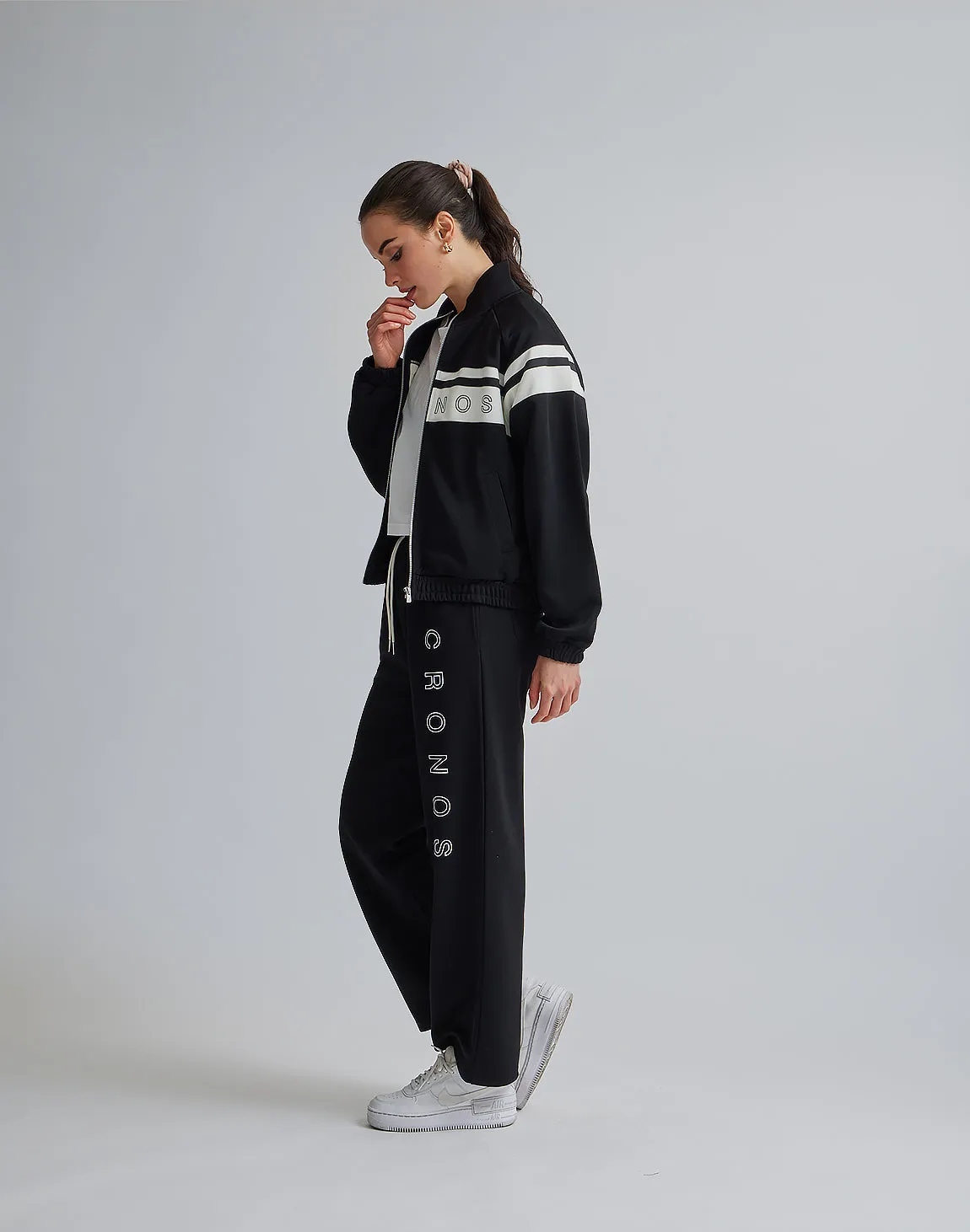 CRONOS WOMEN JERSEY WIDE PANTS【BLACK】