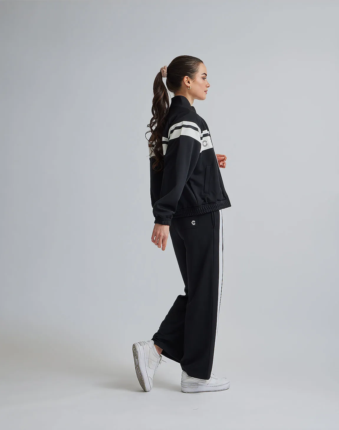 CRONOS WOMEN JERSEY WIDE PANTS【BLACK】