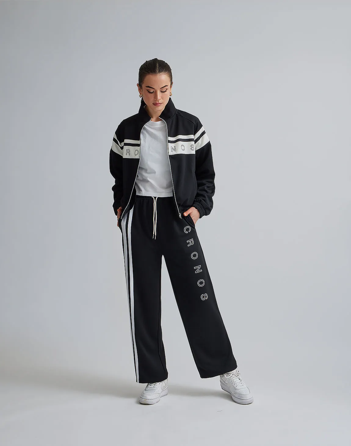 CRONOS WOMEN JERSEY WIDE PANTS【BLACK】