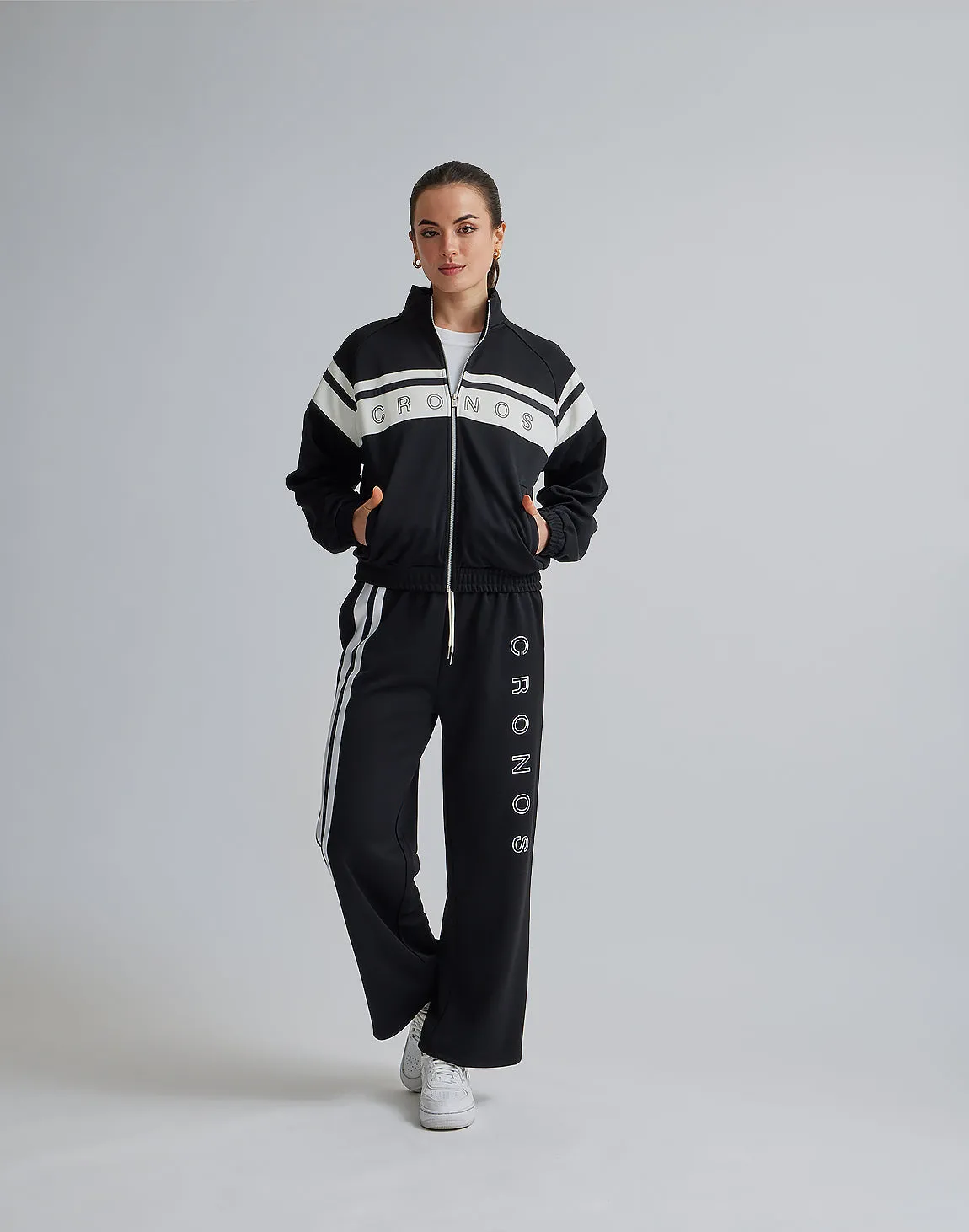 CRONOS WOMEN JERSEY WIDE PANTS【BLACK】