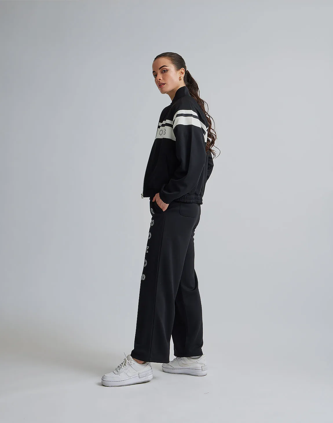 CRONOS WOMEN JERSEY WIDE PANTS【BLACK】