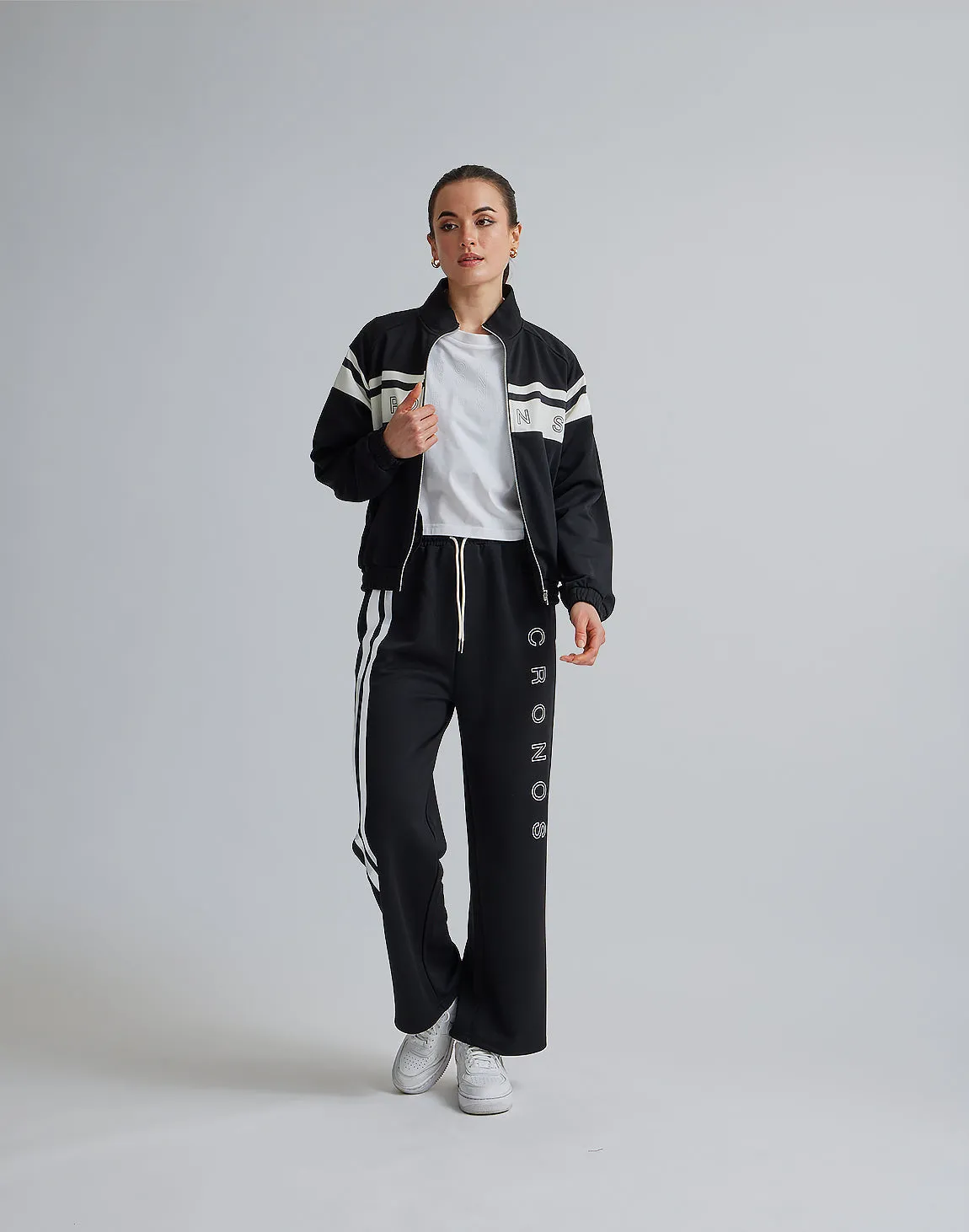CRONOS WOMEN JERSEY WIDE PANTS【BLACK】