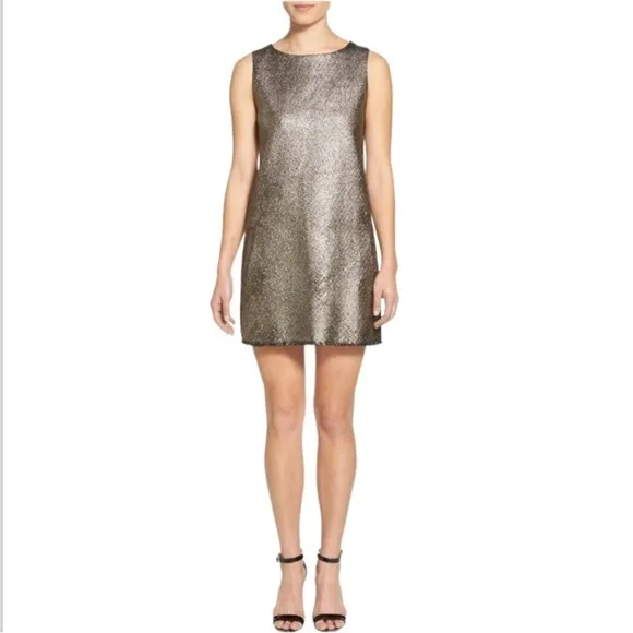 CUPCAKES &amp; CASHMERE MOLLIE Metallic Shift Dress S