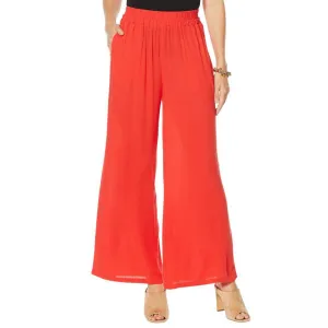 Curations Women's Petite Size Wide Leg Gauze Pants
