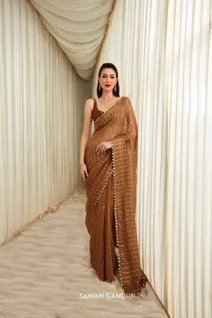 Dark old  gicha organza saree