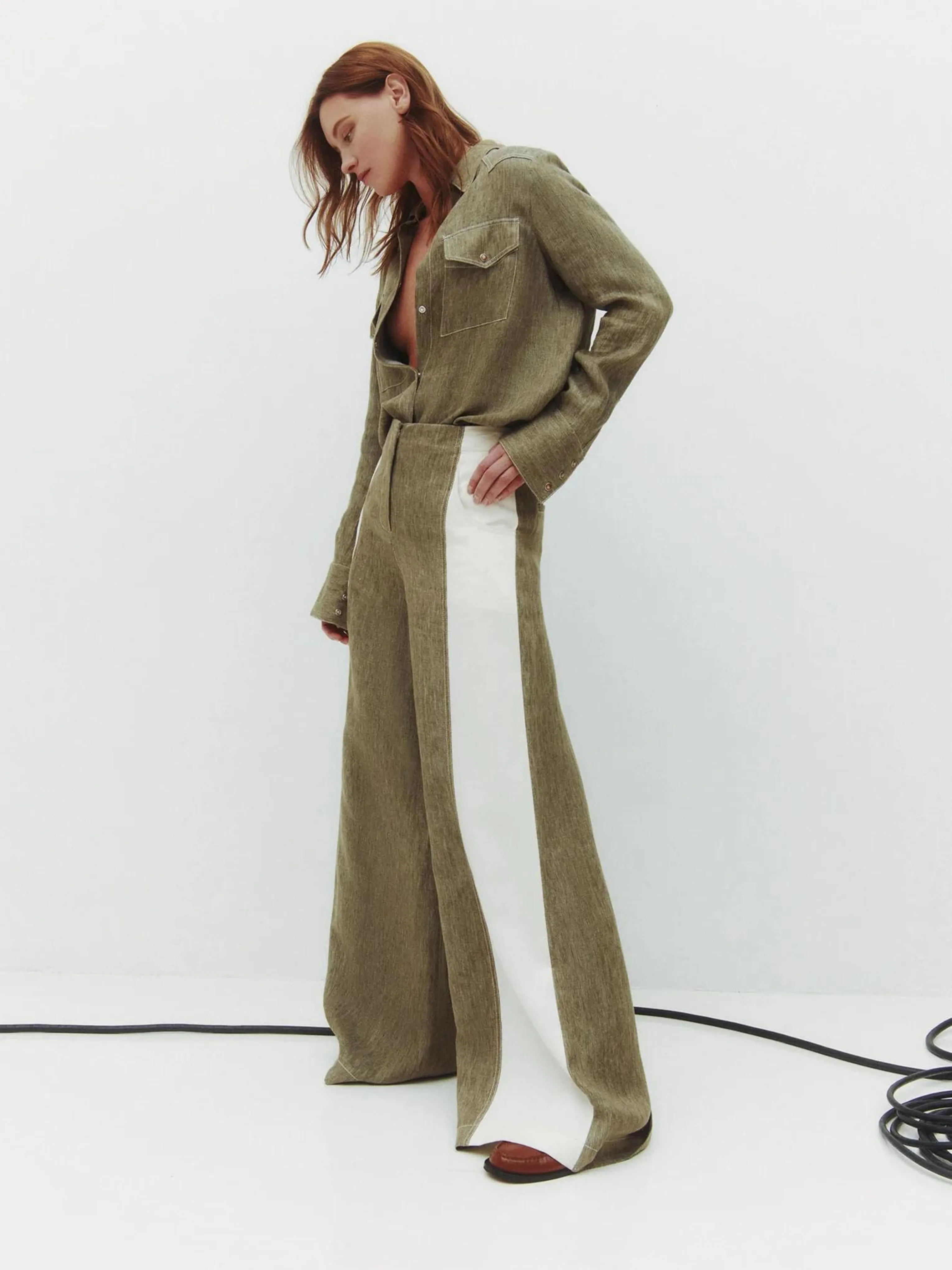 Demie Pant with Combo in Military and White