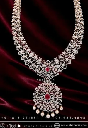 Diamond necklace antique necklace rubies emeralds bridal diamond necklace indian jewelry designs silver jewelry wedding jewelry - SHABURIS