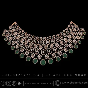 Diamond necklace pure silver necklace emerald quartz south sea pearls swarovski diamond indian jewelry wedding jewelry SHABURIS