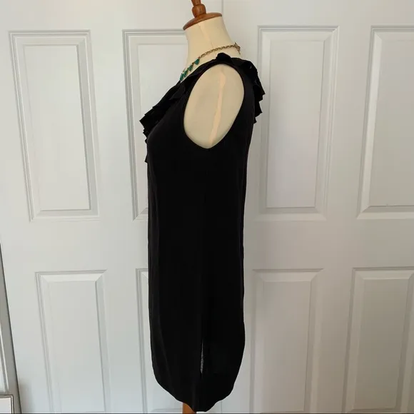 ✨Diane von Furstenberg 100% Black Silk Sleeveless Ruffle Shift Dress