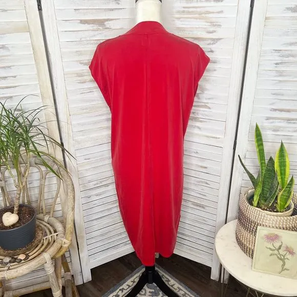 DOLAN LEFT COAST ANTHRO Women's M Lola Cocoon V Neck Cupro Tank Tunic Dress Red