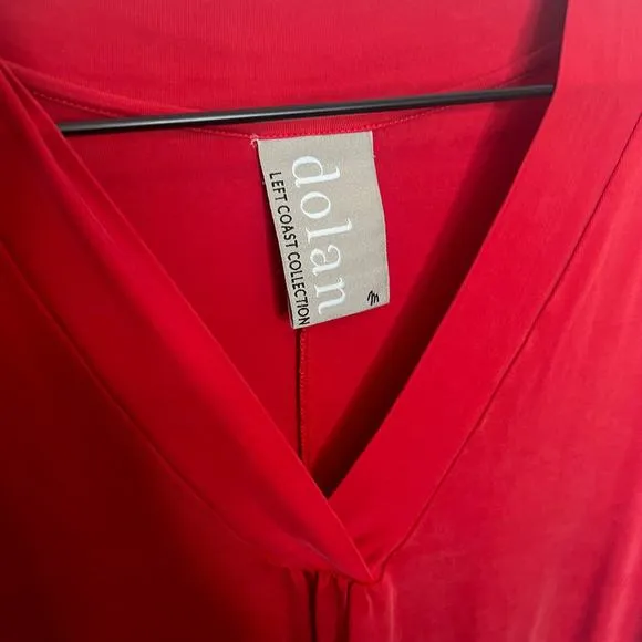 DOLAN LEFT COAST ANTHRO Women's M Lola Cocoon V Neck Cupro Tank Tunic Dress Red