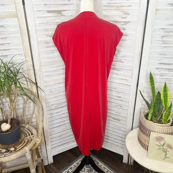 DOLAN LEFT COAST ANTHRO Women's M Lola Cocoon V Neck Cupro Tank Tunic Dress Red