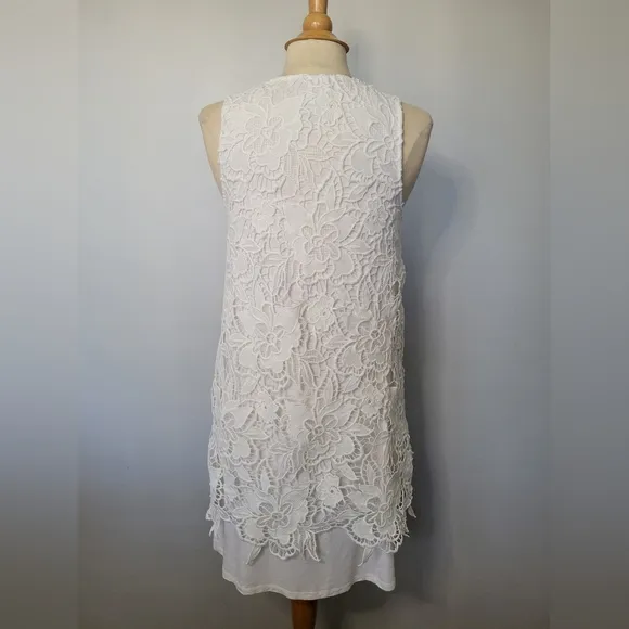 Dolan Left Coast Anthropologie Ingela White Lace Shift Dress SZ S