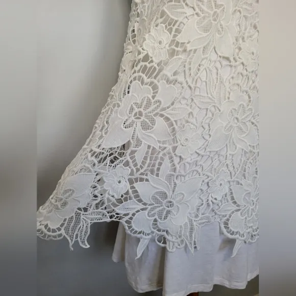 Dolan Left Coast Anthropologie Ingela White Lace Shift Dress SZ S