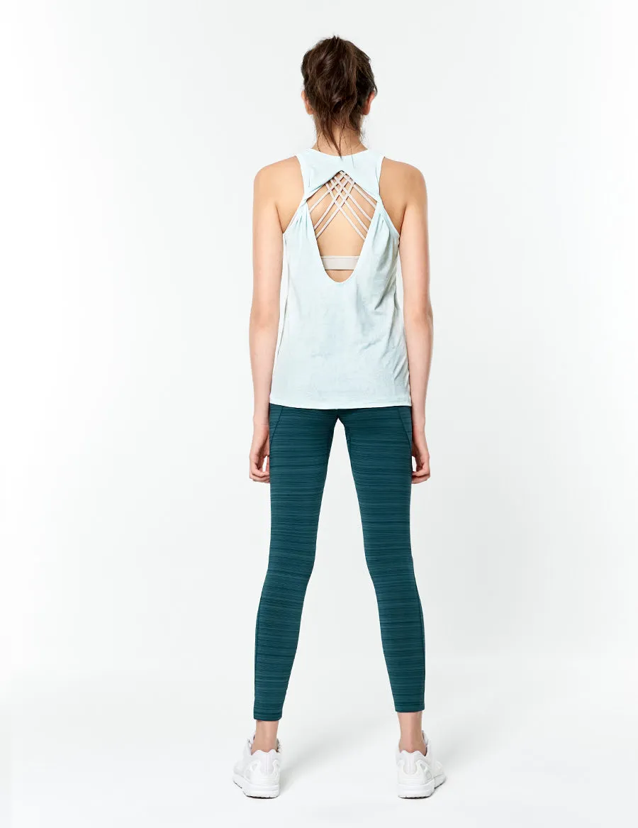 easyoga LESPIRO On- Soothing Core Tights - D64 Aquamarine  Stripe