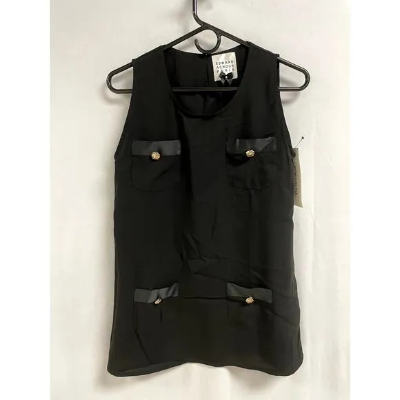 EDWARD ACHOUR PARIS Women's Pockets Mini Vest Dress Black Small Sleeveless