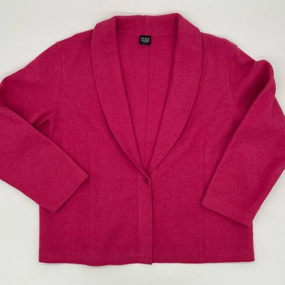 Eileen Fisher Woman Pink Wool Blend Shawl Collar Jacket – Size 16/XXL