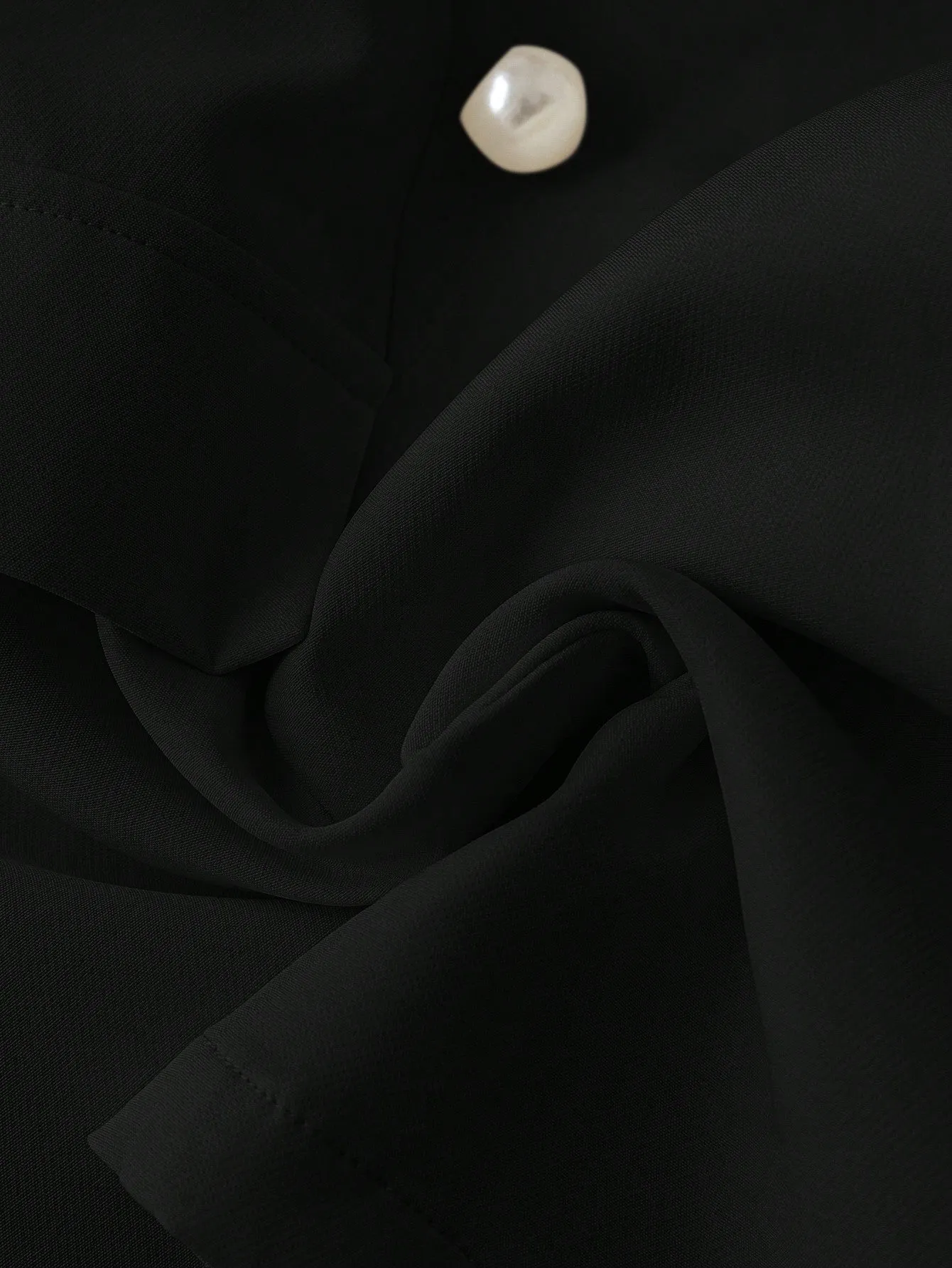 Elegant Solid Color Double-Breasted Pleated Splice Jacket
