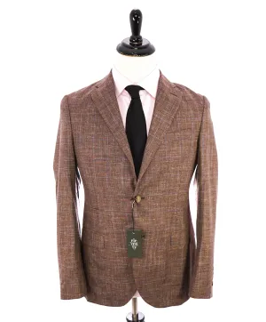 ELEVENTY -  "PREMIUM" Camel & Blue Check WOOL/SILK/LINEN Suit - 40R