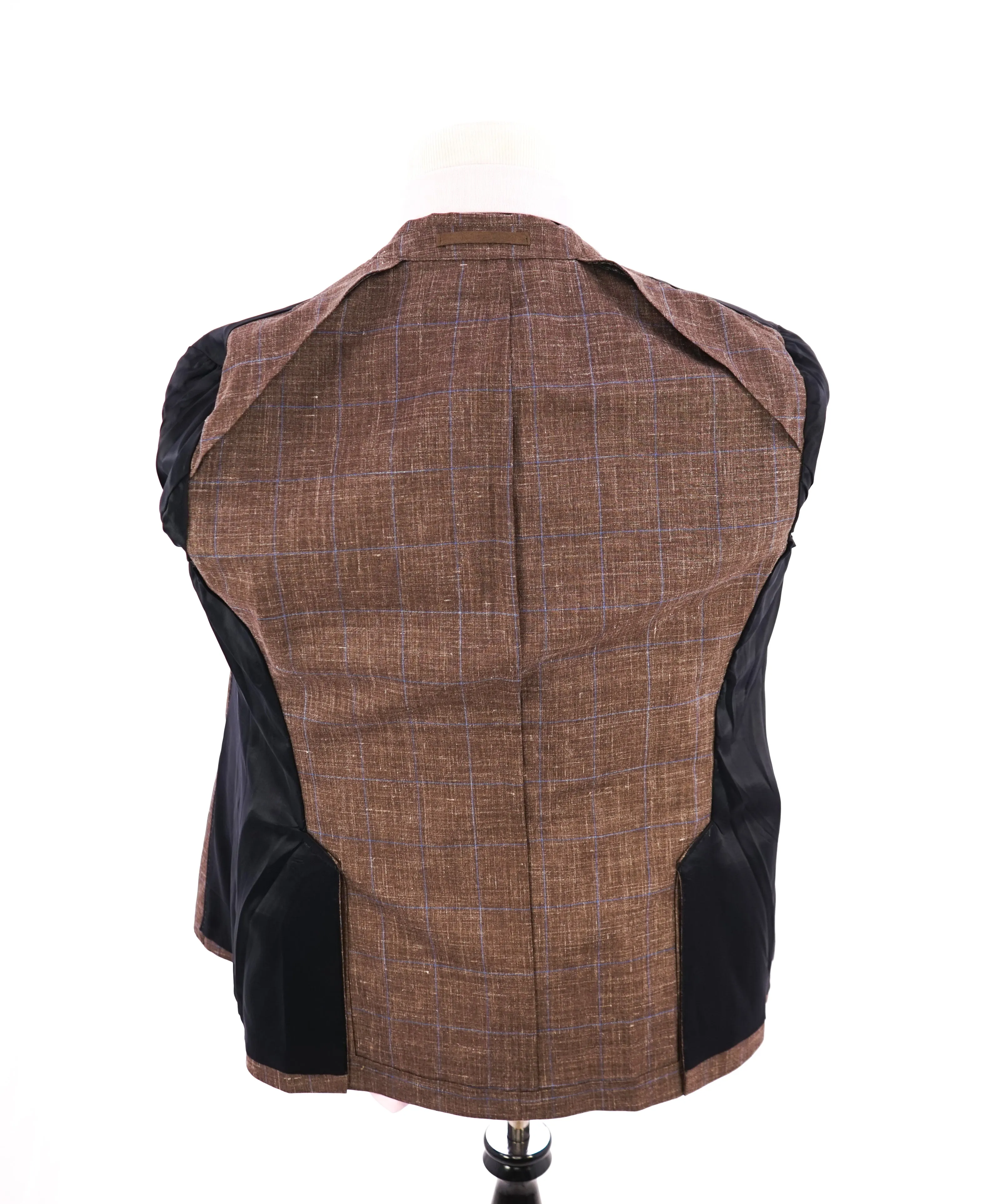 ELEVENTY -  "PREMIUM" Camel & Blue Check WOOL/SILK/LINEN Suit - 40R