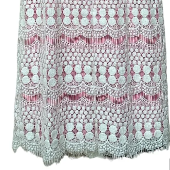 Eliza J Lace Ivory &amp; Pink Lace Overlay Shift Dress Sleeveless NWT Size 2
