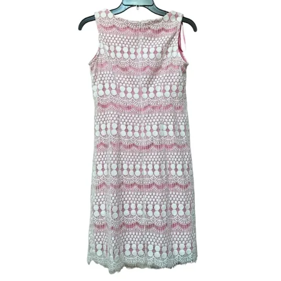 Eliza J Lace Ivory &amp; Pink Lace Overlay Shift Dress Sleeveless NWT Size 2